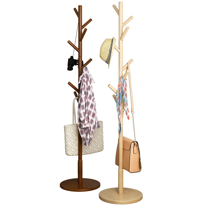 Wood Free Standing Floor Tree Hanger Stand Wooden cloths hanger stand Coat Rack