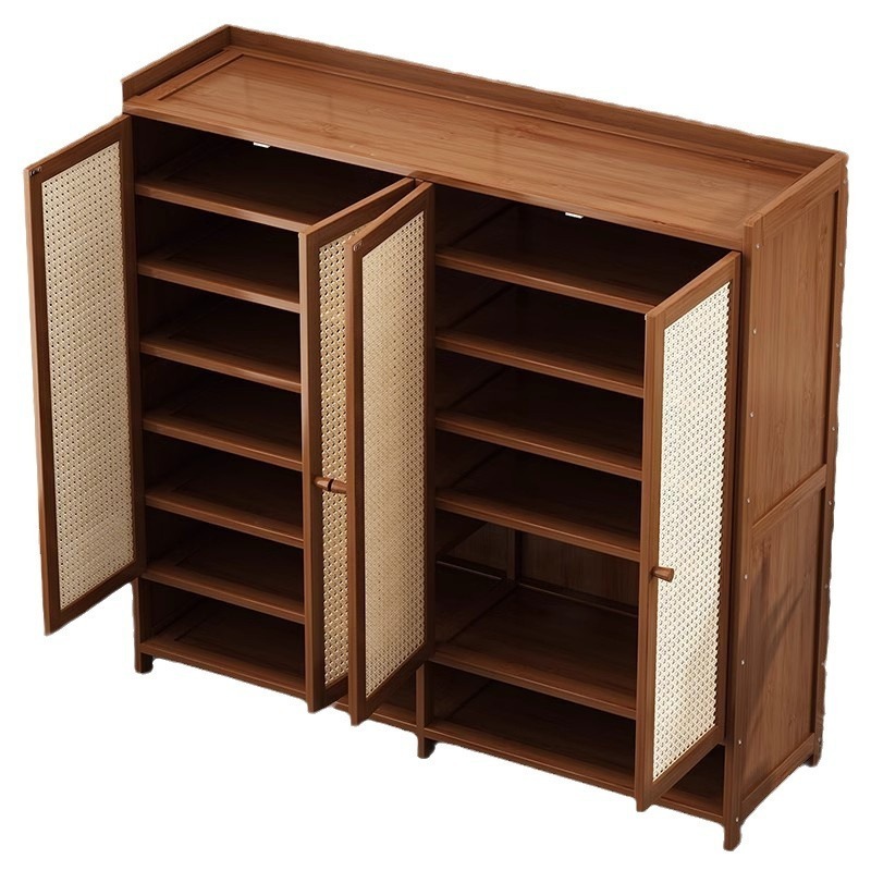 Environment Friendly Floor-Standing Entryway Shoe Cabinet with Two Doors and Multilayer drawer Bamboo shoe cabinet