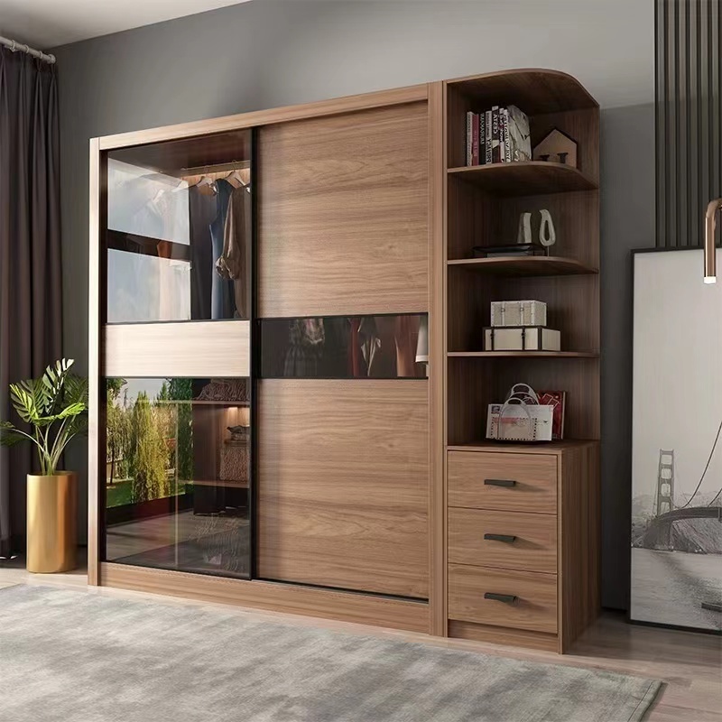 Sliding door wardrobe sliding door wooden wardrobe assembly bedroom household locker Sliding Origin Type Door