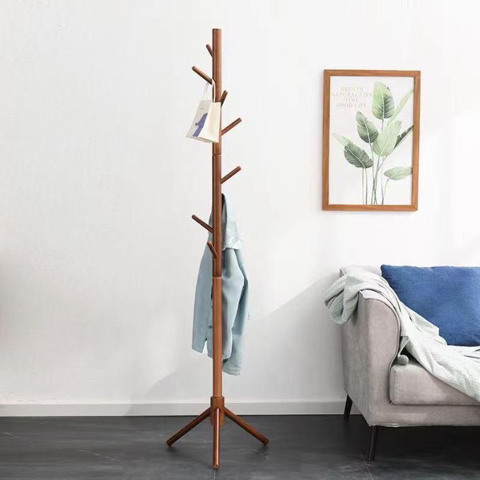 Fashion Tree Shaped Wooden Coat Rack 8-Hooks Floor Standing Rack