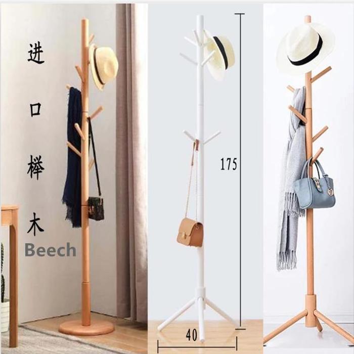 Antique simple design Easy to install solid wood coat rack coat hangers wooden cloth rack