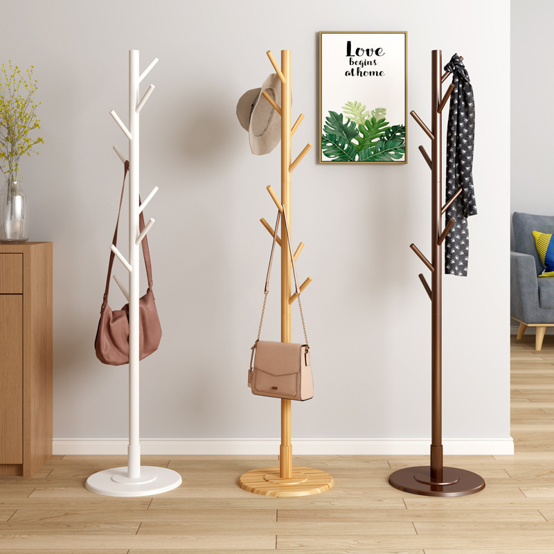 multifunctional Robust and Stable Wooden Coat Rack Rustic Hall Tree Coat Hanger for Hat Clothes Scarves Handbags Umbrella