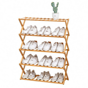 Amazon Folding multi-layer simple household storage no assembly foldable shoe rack free installation of wooden shoe rack