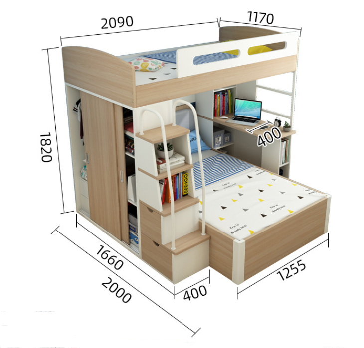 Chinese factory wholesale supply wooden bunked kid Beds for Kids students beds double-deck