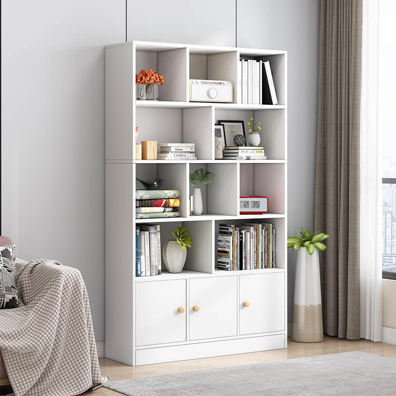 Home Combination Bookcase Cabinet Modern Floor Open Shelves Wood Bookshelf