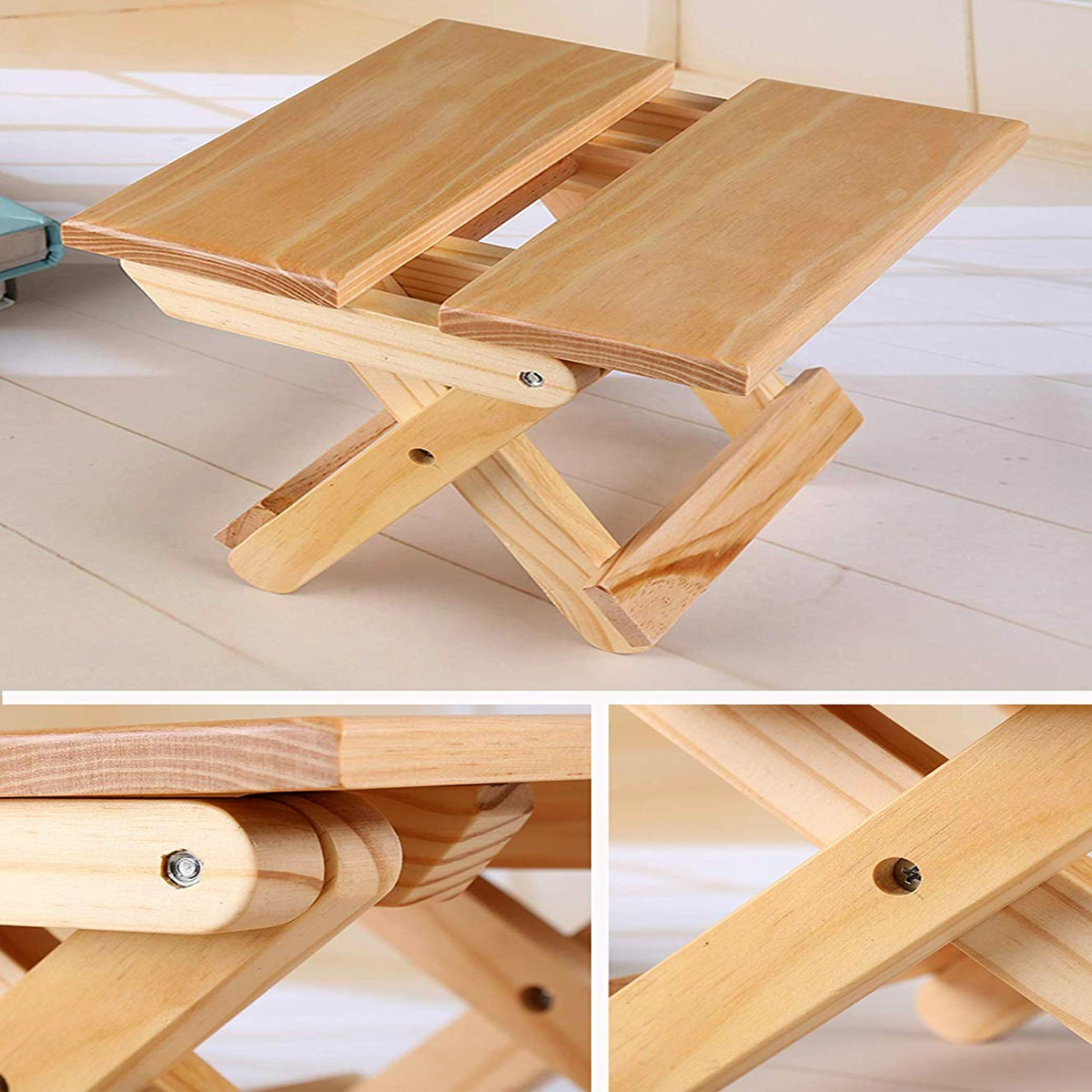 Home New designs small solid wooden colourful folding Stool for Toddlers & Kids