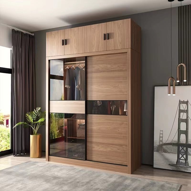 Sliding door wardrobe sliding door wooden wardrobe assembly bedroom household locker Sliding Origin Type Door