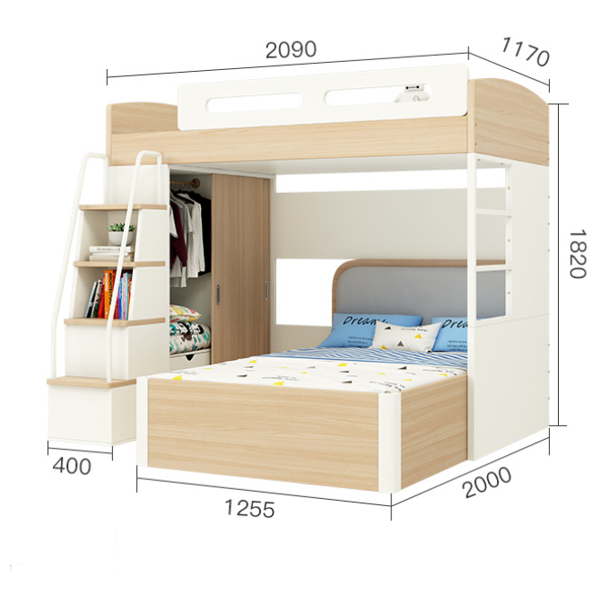 Chinese factory wholesale supply wooden bunked kid Beds for Kids students beds double-deck