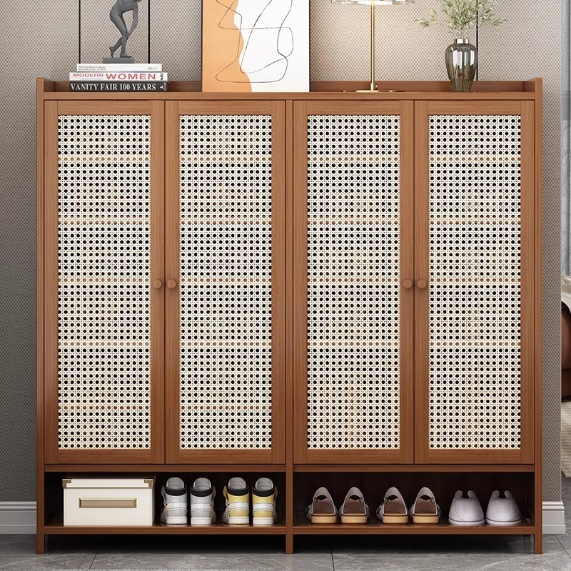 Environment Friendly Floor-Standing Entryway Shoe Cabinet with Two Doors and Multilayer drawer Bamboo shoe cabinet