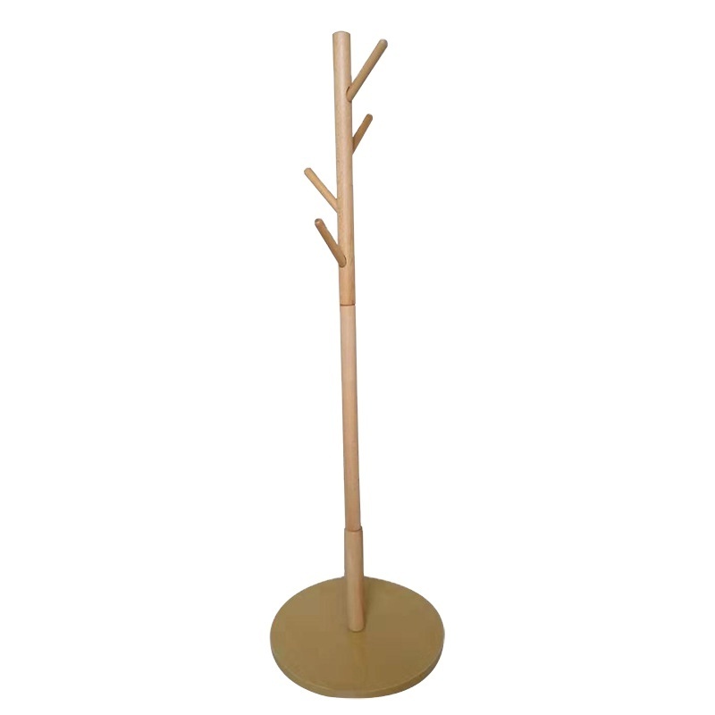 Hot Selling Eco-Friendly multifunctional Standing tree shaped Stable Base 8 Hooks Floor Standing Wooden Coat Rac