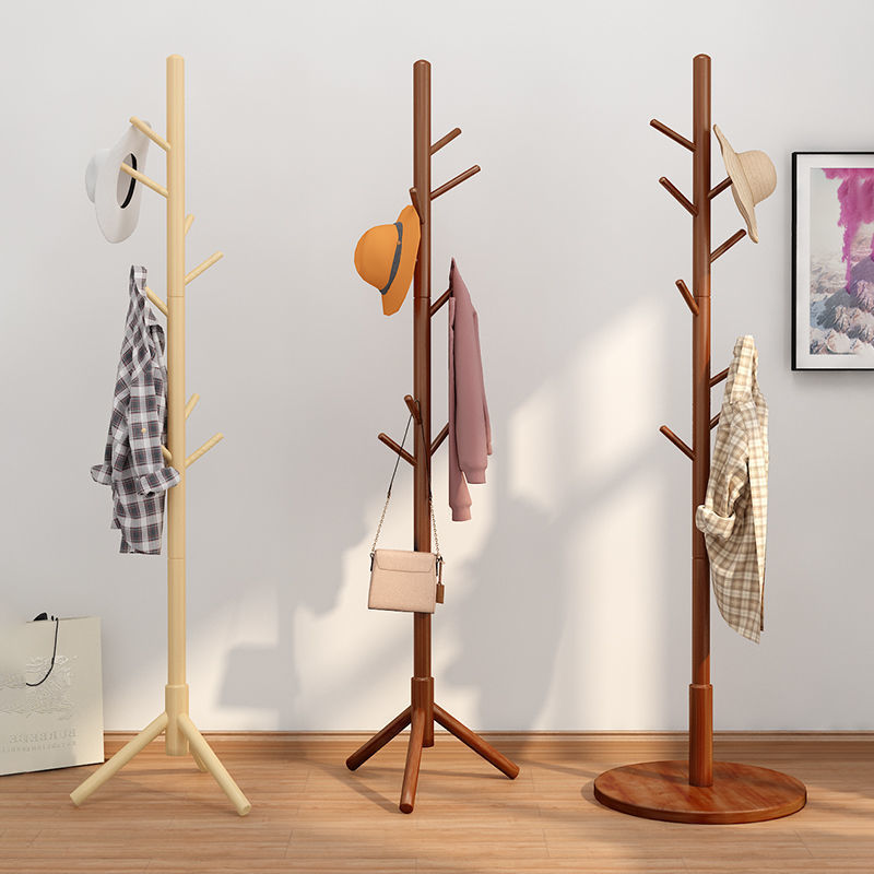 multifunctional Robust and Stable Wooden Coat Rack Rustic Hall Tree Coat Hanger for Hat Clothes Scarves Handbags Umbrella