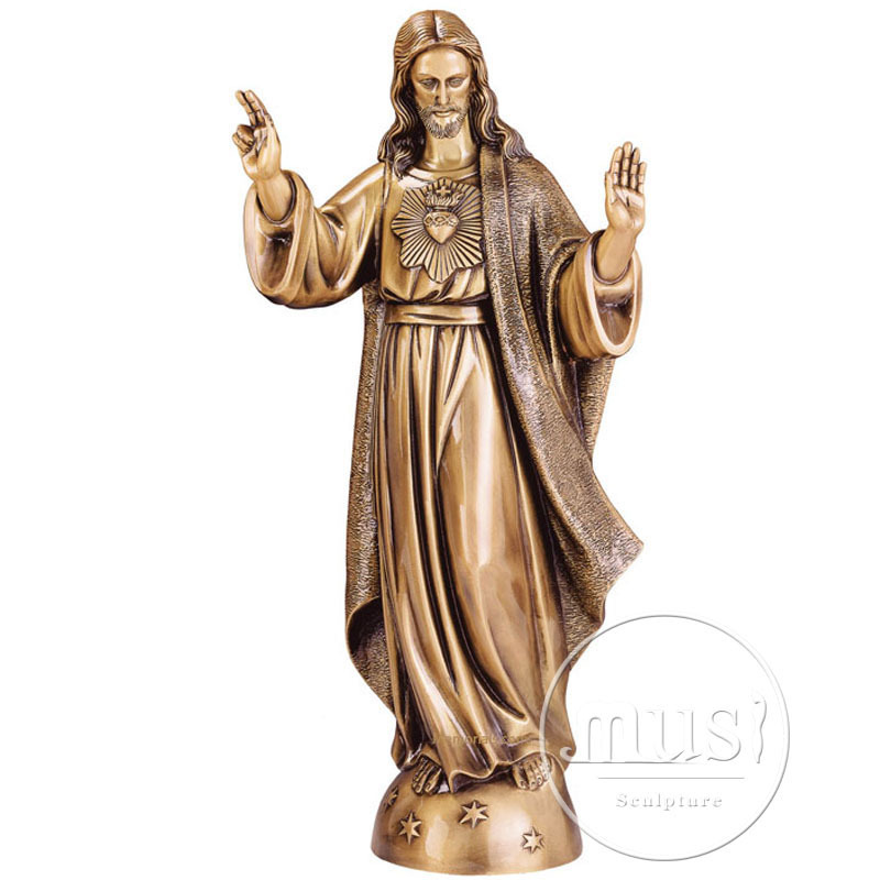 MUSI Life Size Catholic Religious Sculpture Outdoor Bronze Jesus Statues With Open Arms