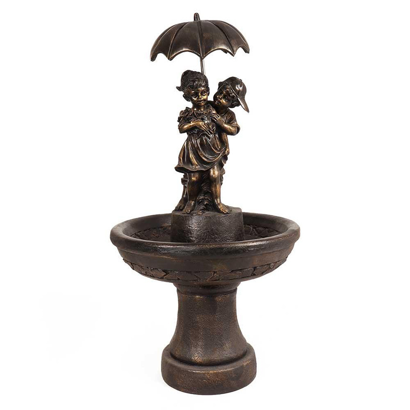 MUSI Modern Art Design Outdoor Decoration Metal Beautiful Life Size Bronze Umbrella Girl Statues Garden Water Fountain