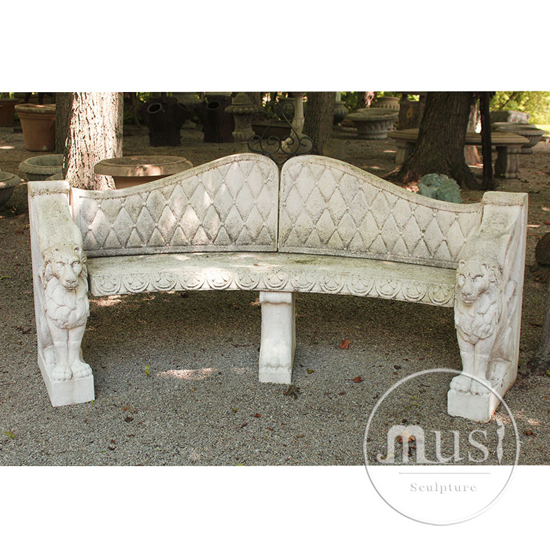 MUSI Hand Carved Outdoor Garden Landscaping Dinning Room Decoration Natural Marble Table Stone Benches