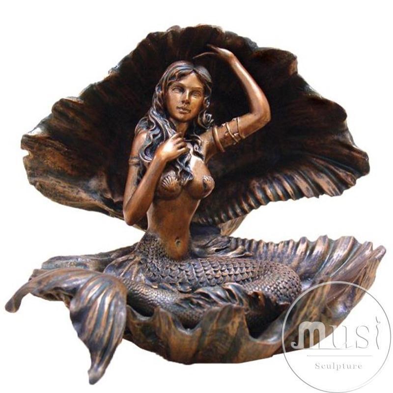 Garden Sculpture Life Size Dolphin Water Fountain With Mermaid Statue