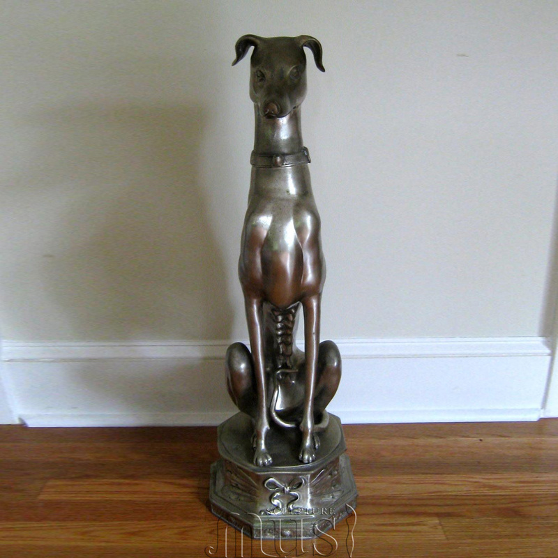 Door Way Entrance Decoration Casting Bronze Life Size Greyhound Dog Sitting Sculpture