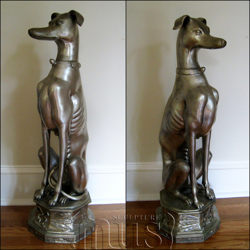 Door Way Entrance Decoration Casting Bronze Life Size Greyhound Dog Sitting Sculpture