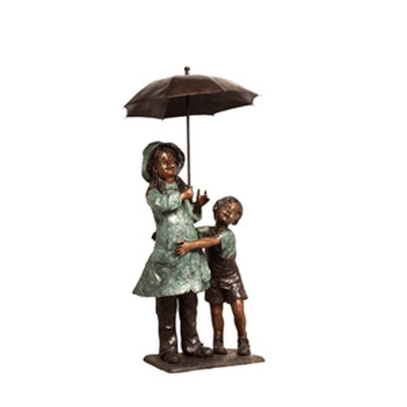 MUSI Modern Art Design Outdoor Decoration Metal Beautiful Life Size Bronze Umbrella Girl Statues Garden Water Fountain