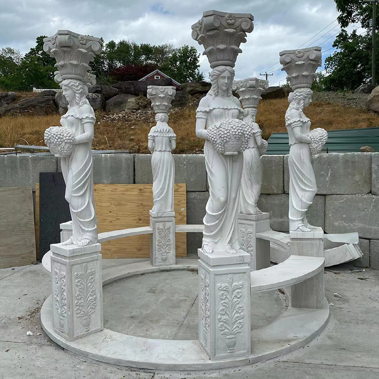 MUSI Large Outdoor Sculptures Stone Carving Iron Gazebo Sculpture Marble Figure Gazebo Sculpture Outdoor Wood