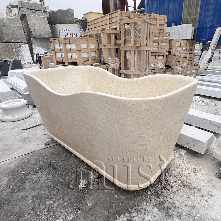 MUSI High Quality Home Egypt Cream Marble Bathtub For Shower Room