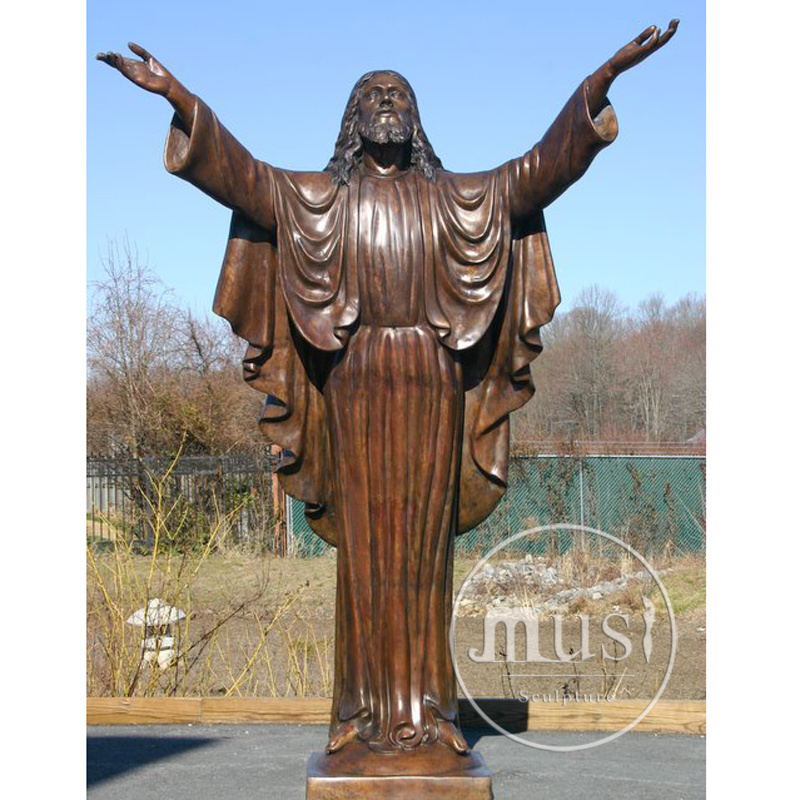 MUSI Life Size Catholic Religious Sculpture Outdoor Bronze Jesus Statues With Open Arms