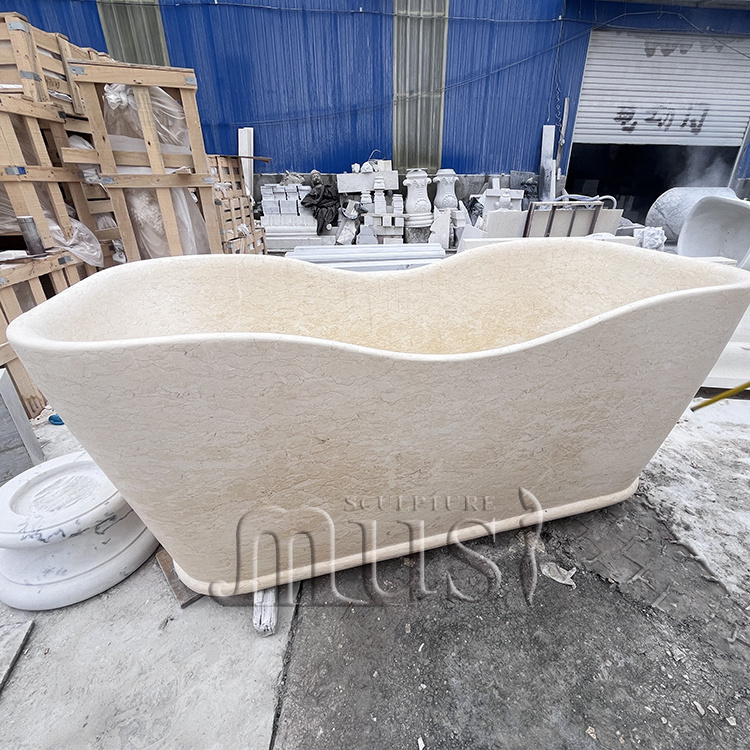 MUSI High Quality Home Egypt Cream Marble Bathtub For Shower Room