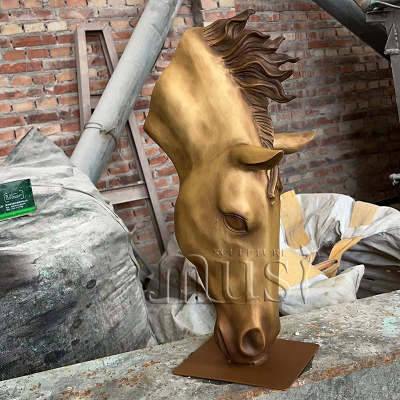 MUSI Hot Sale Home Decoration Brass Bronze Life Size Horse Head Sculpture Statue in Stock