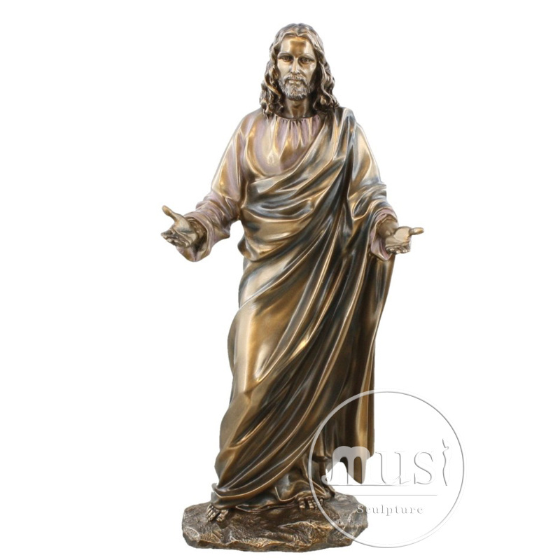 MUSI Life Size Catholic Religious Sculpture Outdoor Bronze Jesus Statues With Open Arms