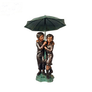 MUSI Modern Art Design Outdoor Decoration Metal Beautiful Life Size Bronze Umbrella Girl Statues Garden Water Fountain