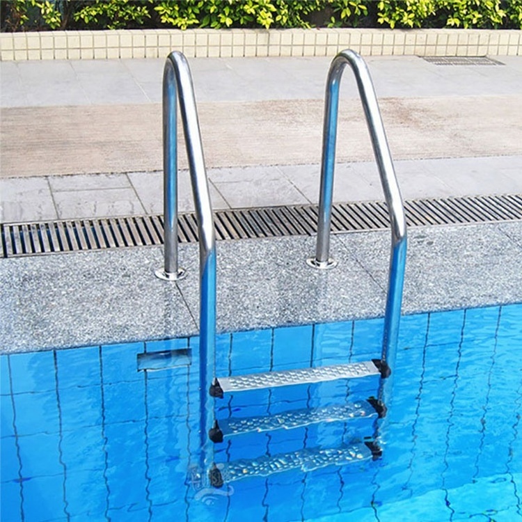 Two step 3 step stainless steel swimming pool ladder with handle and handrail