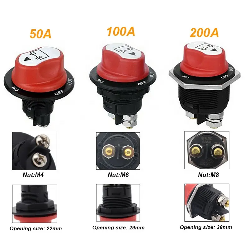 Waterproof Dpdt Auto 50-200A Dual Car Vehicle RV Marine Boat Battery Isolator Master Switch Disconnect Power Cut Off Kill