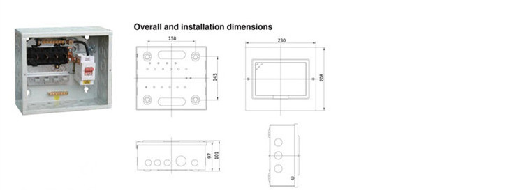 IP65 waterproof distribution box 3 phase electrical load center