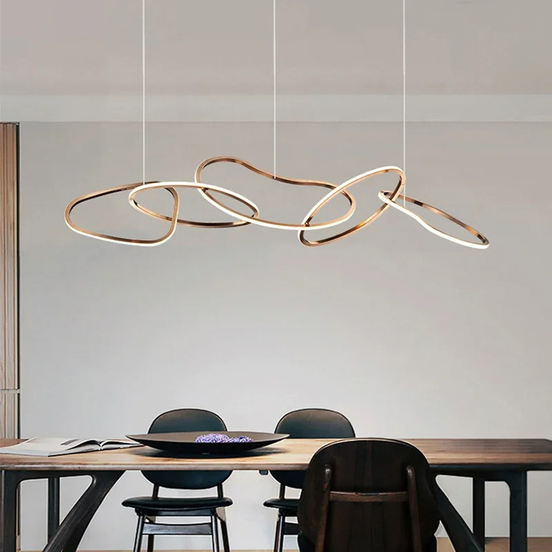 Hotel Home Dining Room Decoration Necklace Pendants Light Fixtures Led Round Ring Hanging Lighting Modern Chandelier Luxury