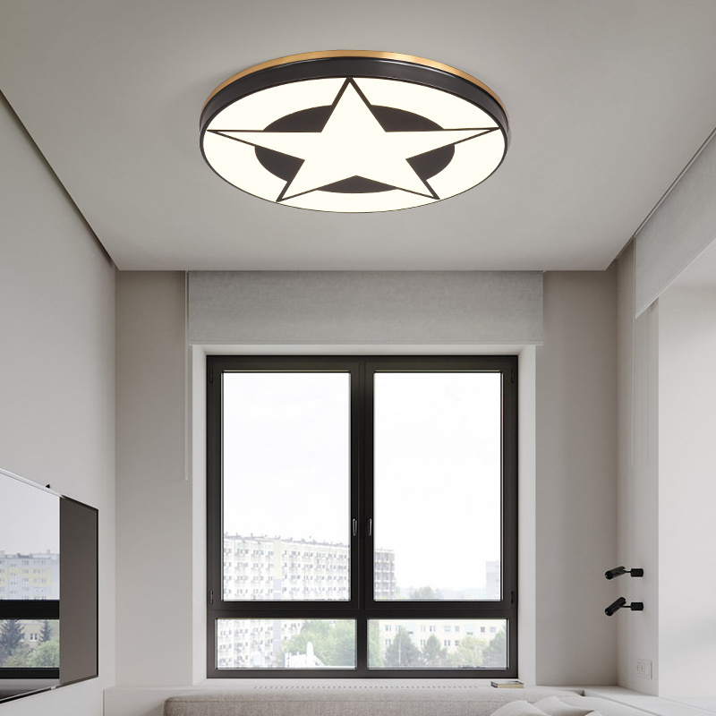 New nordic simple star moon bedroom ceiling lamp round cute romantic children's room ceiling light