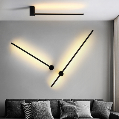 Modern Simple LED Lines Living Room, Bedroom, Bedside Wall Lamp, Stair Lamp, Decorative Lamp Lighting and Circuitry Design Black