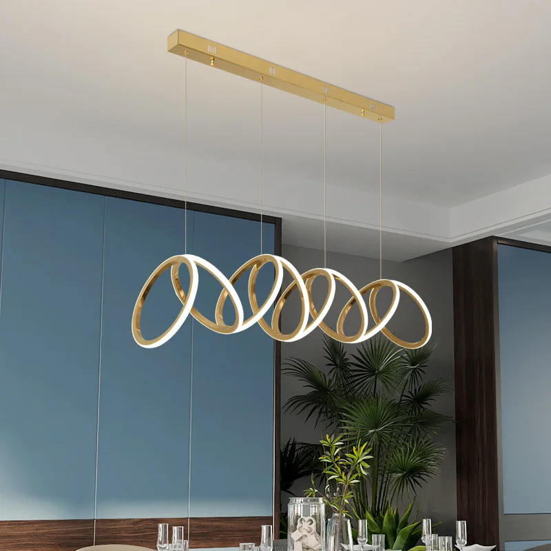 Modern Luxury Ring Led Pendant Lights For Dining Room Kitchen Lighting Lustre Decor Chandelier Indoor Bar Hanging Lights Fixture