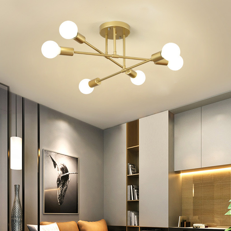 Elegant 6-Light Sputnik Chandelier - Modern Semi Flush Ceiling Fixture with Alexa Compatibility & Polished Finish