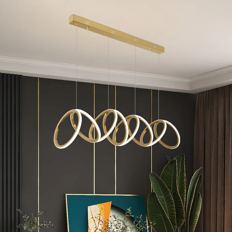 Modern Luxury Ring Led Pendant Lights For Dining Room Kitchen Lighting Lustre Decor Chandelier Indoor Bar Hanging Lights Fixture