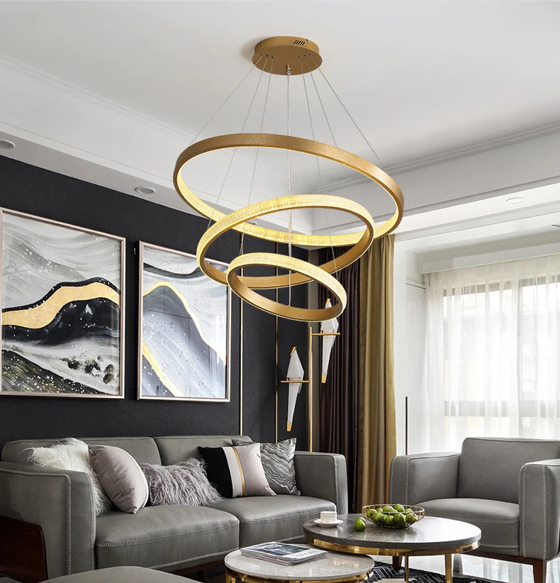 Wholesale Hotel Decorate Living Room Luxury Hanging Lighting aluminum Led round Pendant Lights