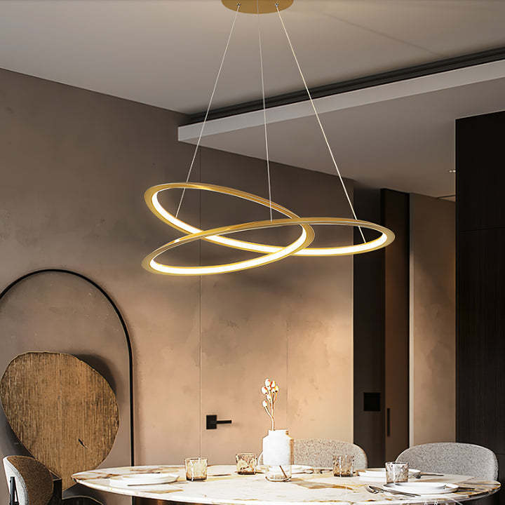 Golden shell color inner circular ring pendant lighting fixture with different housing colors