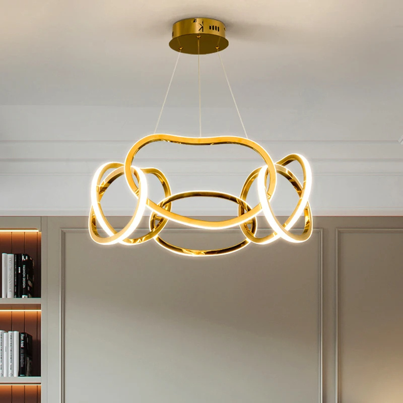 Luxury chandelier modern minimalist atmosphere Nordic LED living room light creative personality art round office chandelier