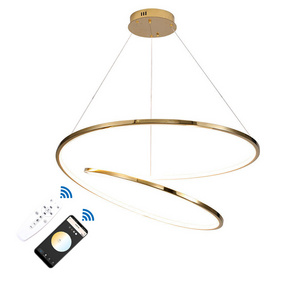 modern simple upscale ring chandelier luxury aluminium drop light hanging lamps ring for high ceiling staircase entryway