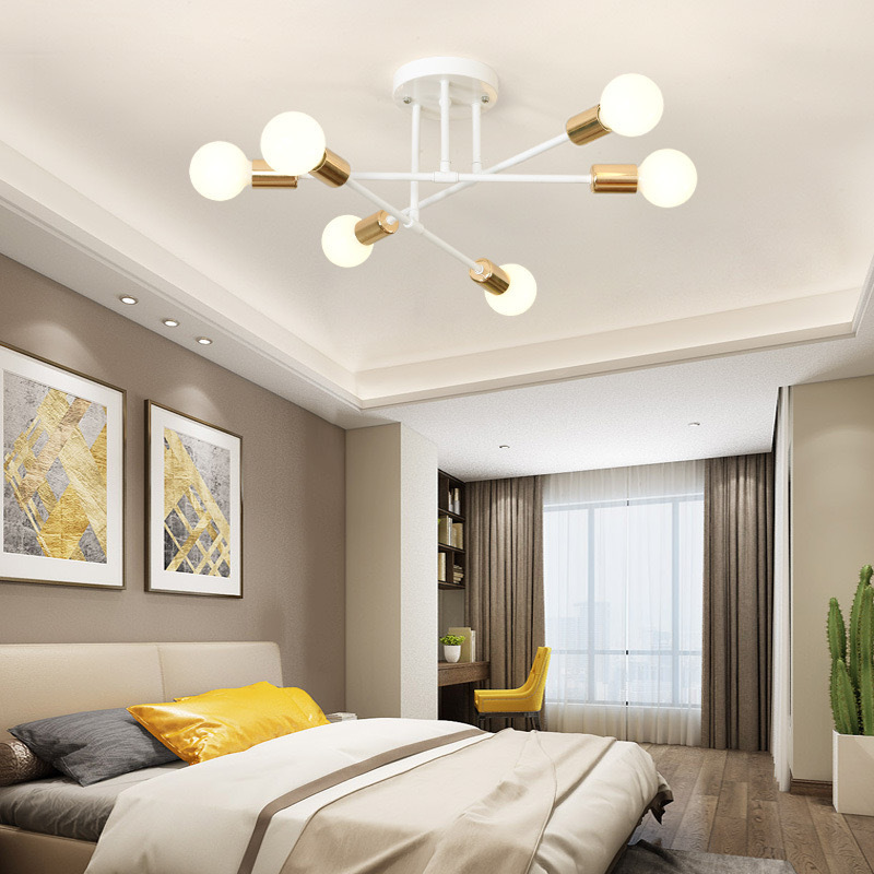 Elegant 6-Light Sputnik Chandelier - Modern Semi Flush Ceiling Fixture with Alexa Compatibility & Polished Finish