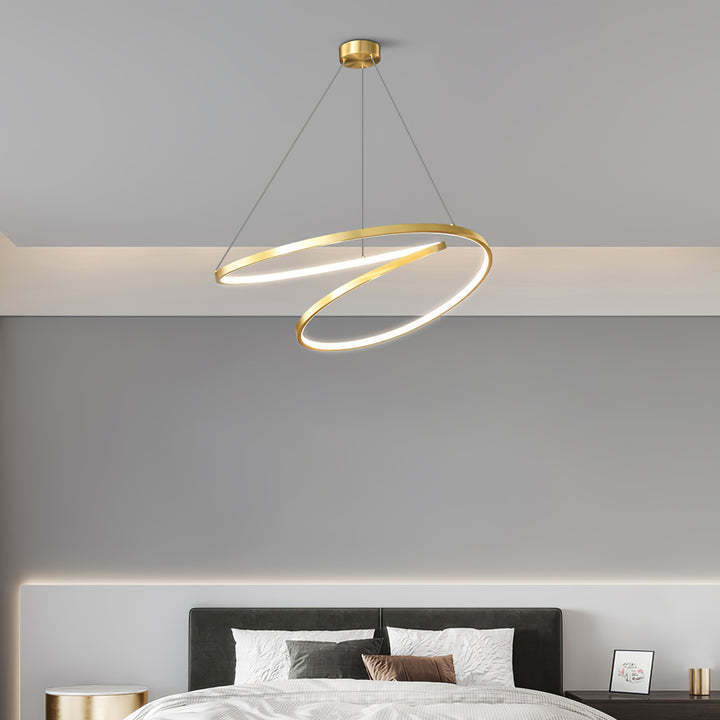 Golden shell color inner circular ring pendant lighting fixture with different housing colors