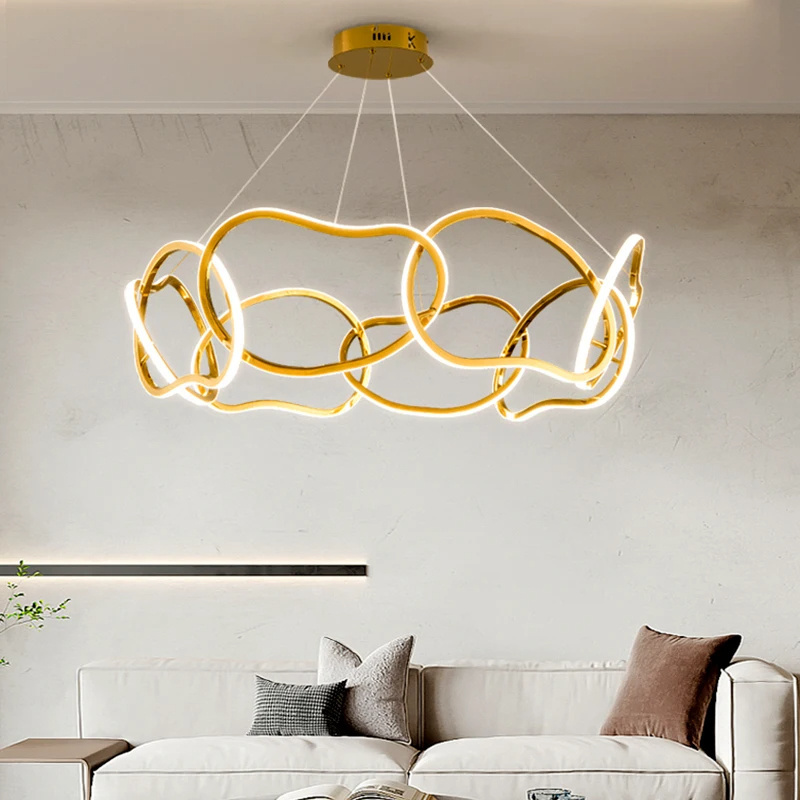 Luxury chandelier modern minimalist atmosphere Nordic LED living room light creative personality art round office chandelier