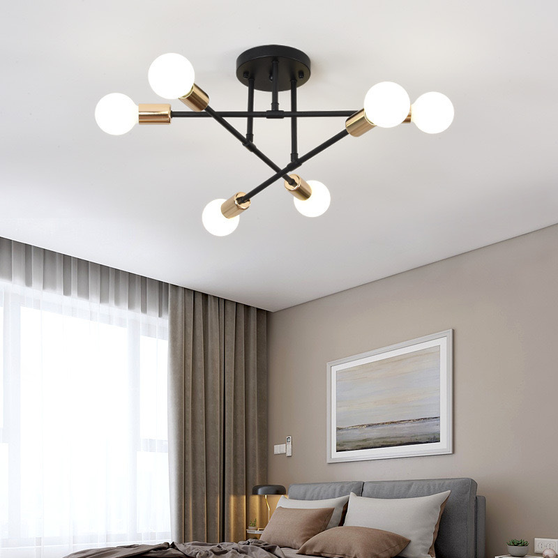 Elegant 6-Light Sputnik Chandelier - Modern Semi Flush Ceiling Fixture with Alexa Compatibility & Polished Finish