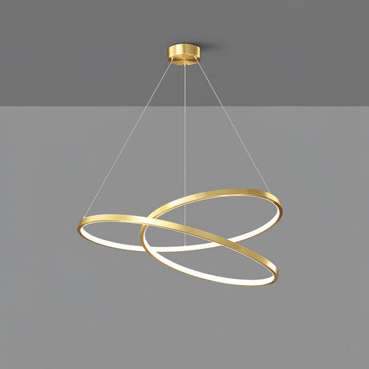 Golden shell color inner circular ring pendant lighting fixture with different housing colors