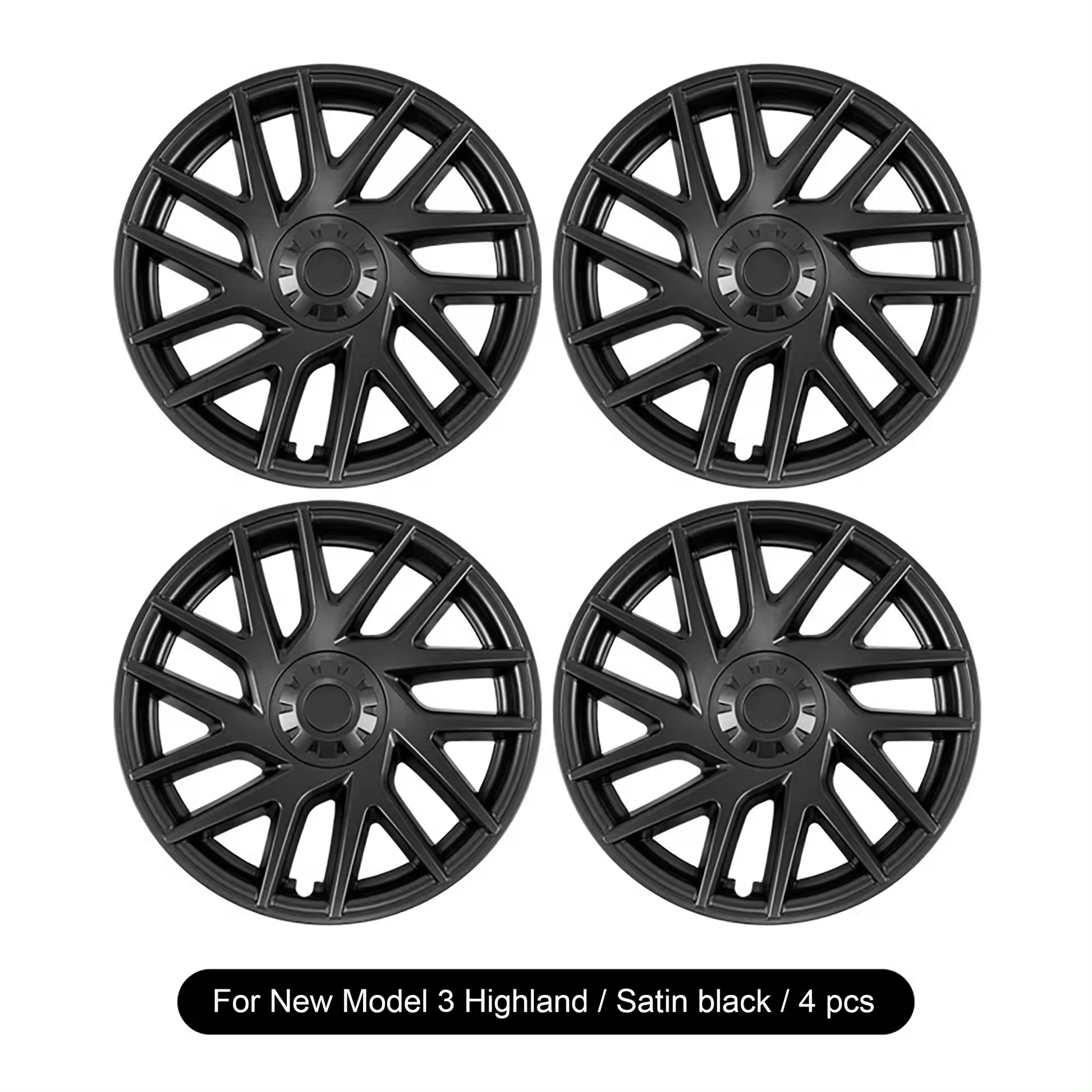 Tesla Model 3 Highland Wheel 18-Inch Hub Cap Replacement ABS Cover Set of 4 Matte Black 2018-2023 Model 3 Highland Accessories