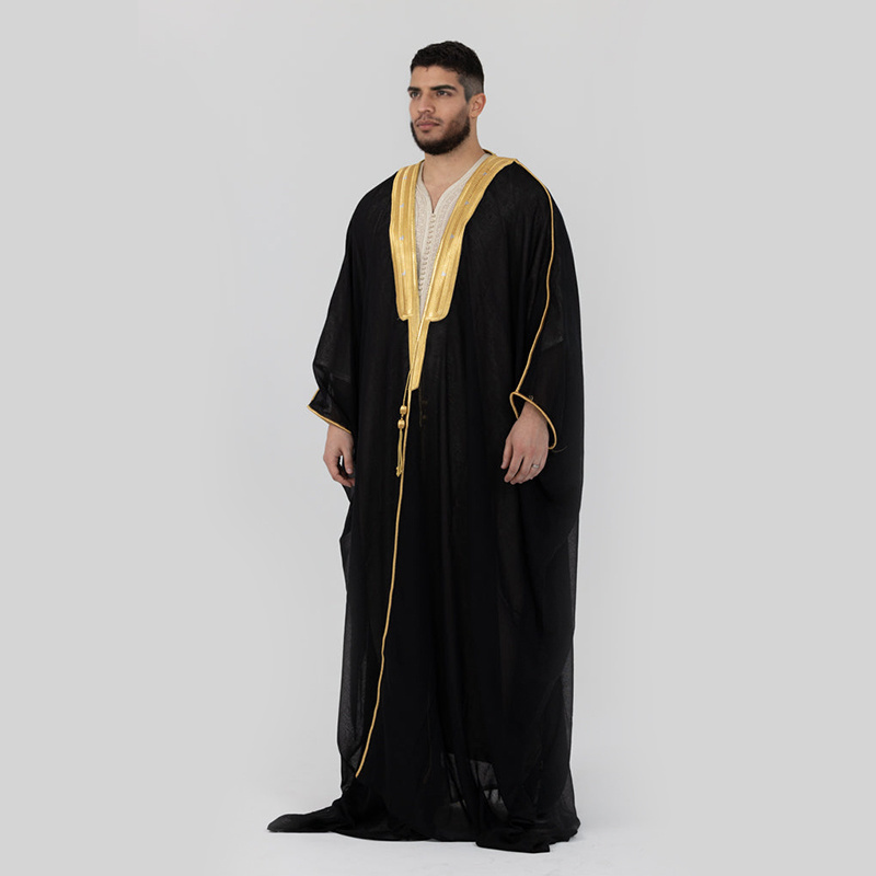 Men Islamic Clothing Embroidered Arabic Saudi Mens Abaya Bisht Wholesale Muslim Bachelor Speech Dress Bisht for Men