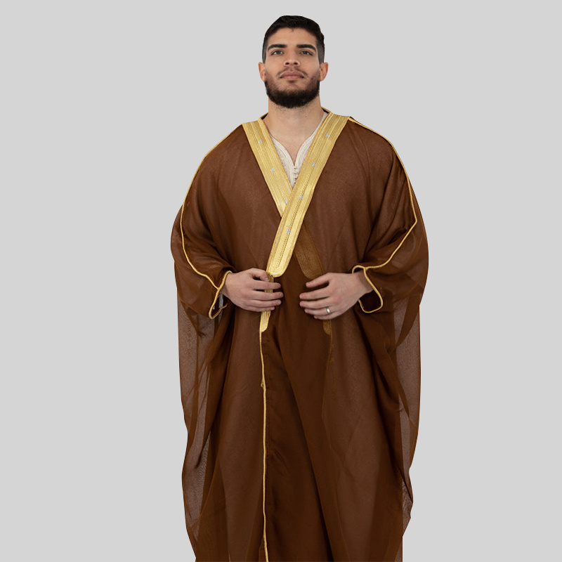 Men Islamic Clothing Embroidered Arabic Saudi Mens Abaya Bisht Wholesale Muslim Bachelor Speech Dress Bisht for Men